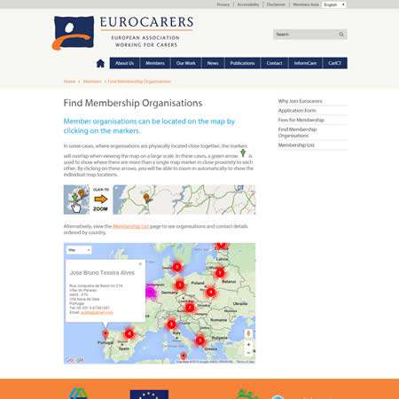 Eurocarers Website - Google Maps
