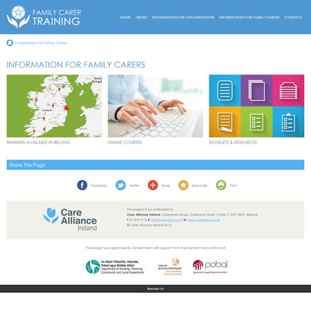 Family Carer Training - Information Landing Page